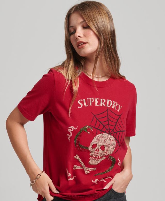 il Superdry נשים חולצת טריקו גרפית של suika אָדוֹם 4LX2Z2798 הַלבָּשָׁה