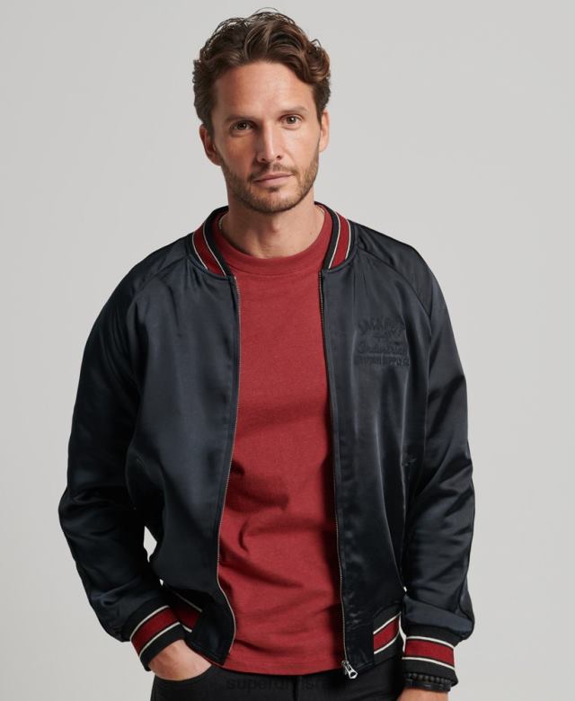 il Superdry גברים מעיל sukajan שָׁחוֹר 4LX2Z935 הַלבָּשָׁה