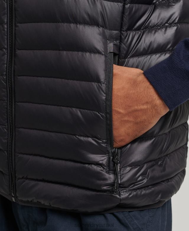 il Superdry גברים tech core down gilet שָׁחוֹר 4LX2Z4637 הַלבָּשָׁה