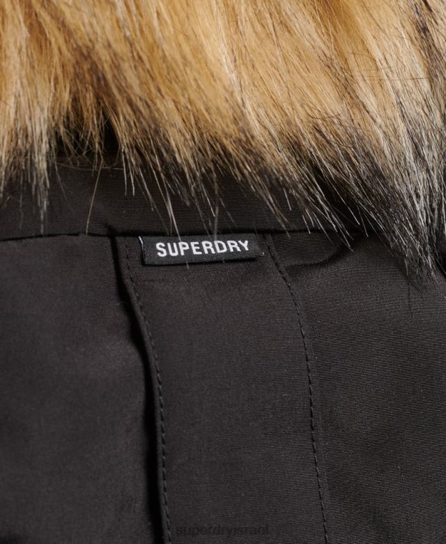 il Superdry נשים מעיל פארקה של xpd everest שָׁחוֹר 4LX2Z3740 הַלבָּשָׁה