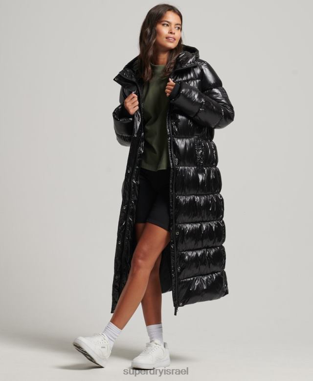 il Superdry נשים xpd sports longline coat מעיל שָׁחוֹר 4LX2Z3683 הַלבָּשָׁה