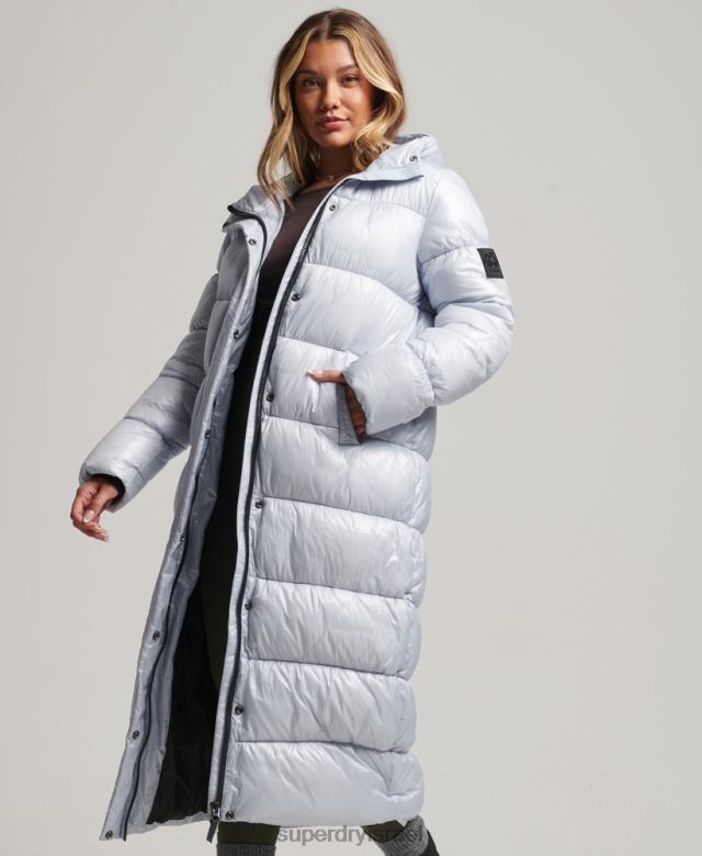 il Superdry נשים xpd sports longline coat מעיל כחול בהיר 4LX2Z3745 הַלבָּשָׁה